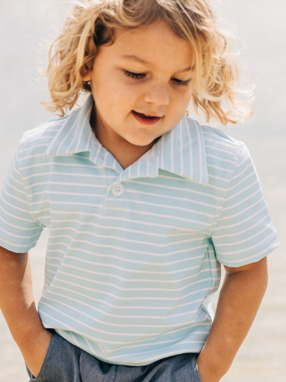 Baby Blue Stripe Polo